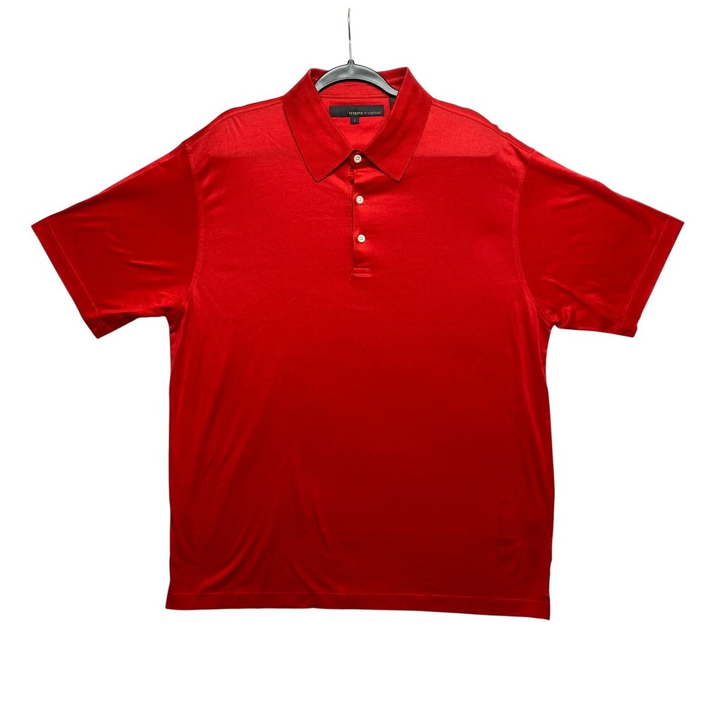 Tricots St Raphael Polo Shirt Mens Size L Red Short Sleeve Mercirized Cotton